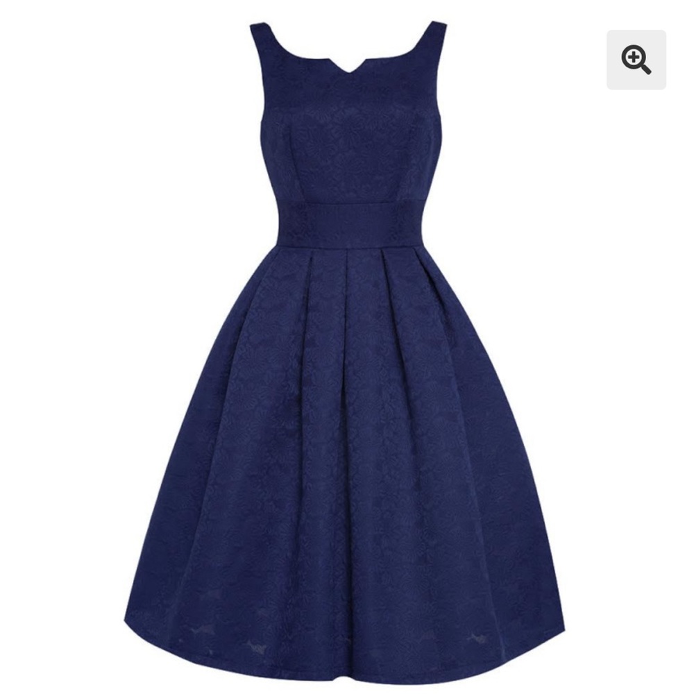 Lindy Bop Felicia Blue Brocade Swing Dress